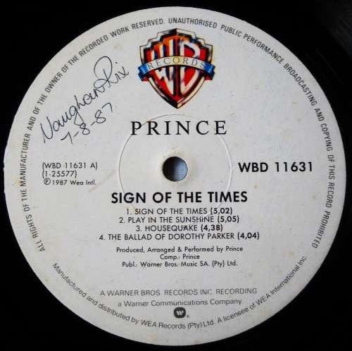 PRINCE - SIGN "O" THE TIMES - DBL LP - SOUTH AFRICA - VG / VG