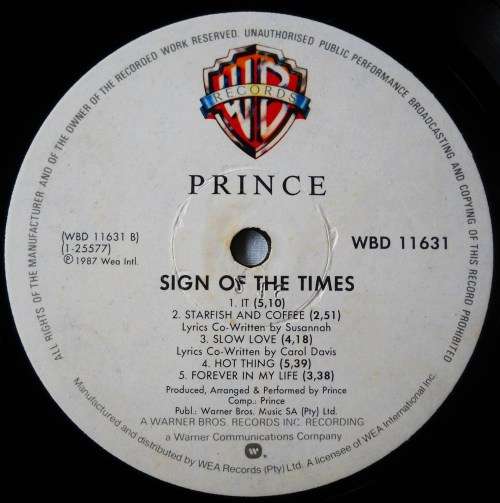 PRINCE - SIGN "O" THE TIMES - DBL LP - SOUTH AFRICA - VG / VG