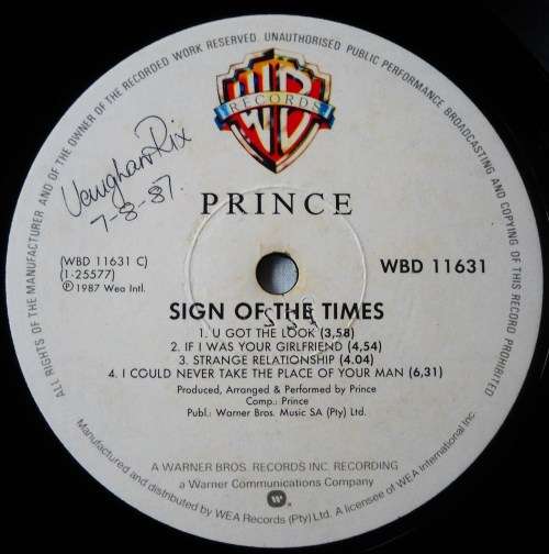 PRINCE - SIGN "O" THE TIMES - DBL LP - SOUTH AFRICA - VG / VG