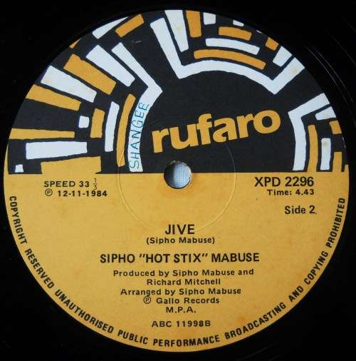 SIPHO "HOT STIX" MABUSE - BURNOUT / JIVE - 12" - SOUTH AFRICA - VG / VG