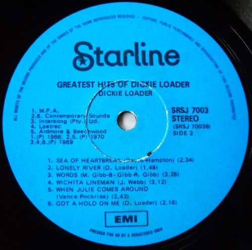 DICKIE LOADER - GREATEST HITS OF - LP - SOUTH AFRICA - EXC / VG+