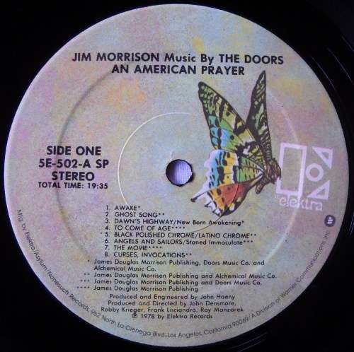JIM MORRISON - AN AMERICAN PRAYER - LP - GATEFOLD - USA - EXC / EXC