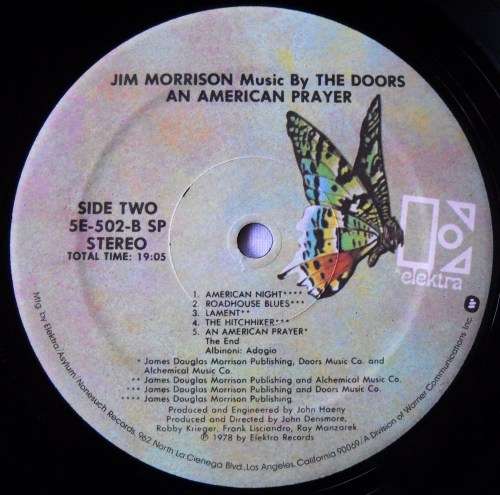 JIM MORRISON - AN AMERICAN PRAYER - LP - GATEFOLD - USA - EXC / EXC