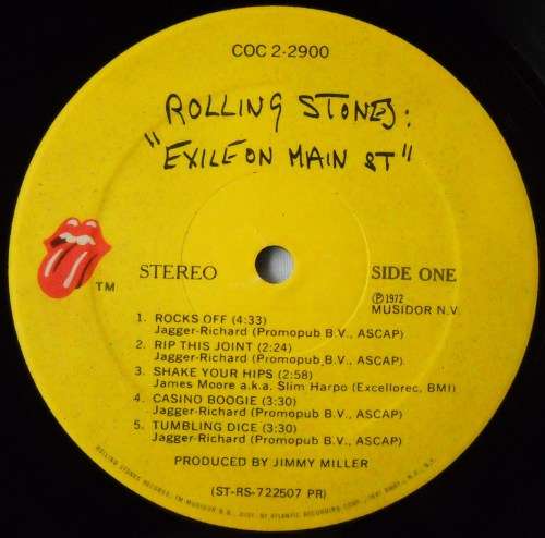 ROLLING STONES - EXILE ON MAIN ST. -DBL LP-GATEFOLD-USA- EXC / EXC / VG+  - WITH BOTH COLOUR INNERS
