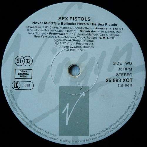 SEX PISTOLS - NEVER MIND THE BOLLOCKS HERE'S THE SEX PISTOLS - LP - GERMANY - EXC / EXC