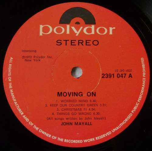 JOHN MAYALL - MOVING ON - LP - SOUTH AFRICA - VG+ / VG+