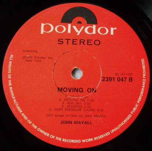 JOHN MAYALL - MOVING ON - LP - SOUTH AFRICA - VG+ / VG+
