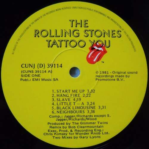 ROLLING STONES - TATTOO YOU - LP - SOUTH AFRICA - EXC / EXC - WITH COLOUR PHOTO  INNER & INSERT