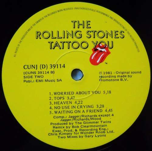ROLLING STONES - TATTOO YOU - LP - SOUTH AFRICA - EXC / EXC - WITH COLOUR PHOTO  INNER & INSERT