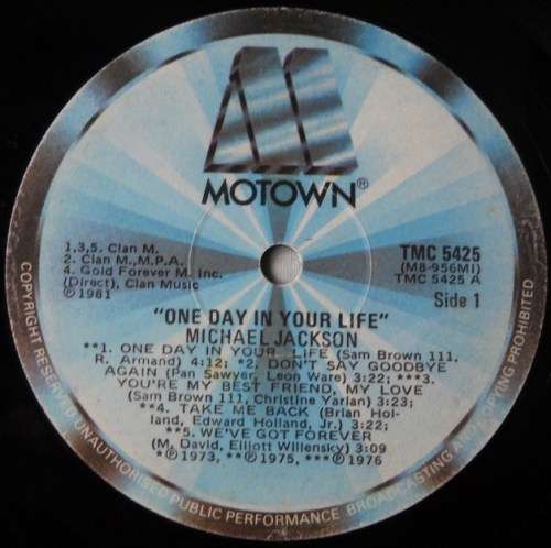 MICHAEL JACKSON - ONE DAY IN YOUR LIFE - LP - SOUTH AFRICA - EXC / VG+