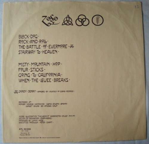 LED ZEPPELIN - UNTITLED - LP - EUROPE - GATEFOLD - EXC / EXC - WITH ORIGINAL INNER