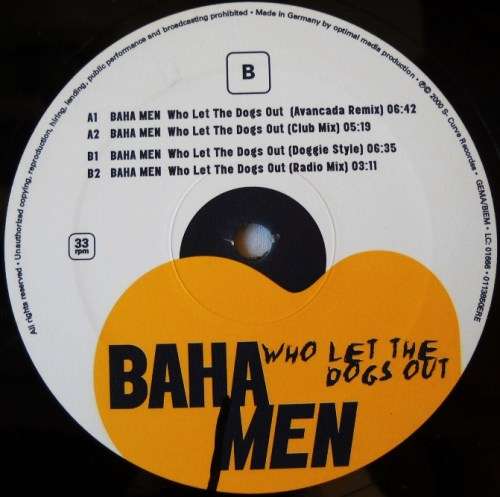 BAHA MEN - WHO LET THE DOGS OUT - 12" MAXI - GERMANY - EXC / EXC