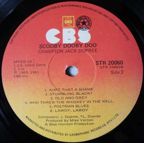 CHAMPION JACK DUPREE - SCOOBYDOOBYDOO - LP - SOUTH AFRICA - EXC / G
