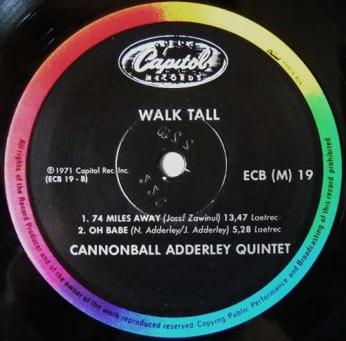CANNONBALL ADDERLEY QUINTET - 74 MILES AWAY / WALK TALL - LP - SOUTH AFRICA - EXC / VG