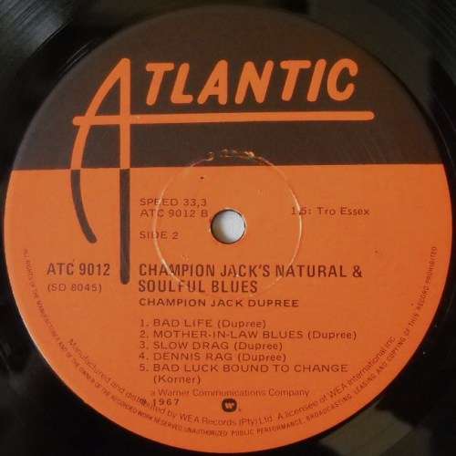 CHAMPION JACK DUPREE - NATURAL & SOULFUL BLUES - LP - SOUTH AFRICA - EXC / G