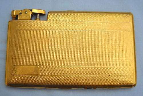 1930's ART DECO-CIGARETTE CASE With LIGHTER-GOLD PLATED-EXCELLENT CONDITION-RARE