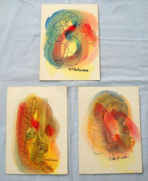 3x HARGREAVES NTUKWANA ORIGINAL HAND PAINTED CARDS-LOVELY WATER COLOURS-AFRICAN ETHNIC ART PAINTING