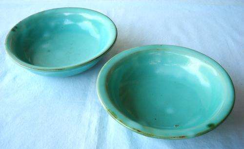 2 X LINNWARE RIMMED BOWLS-14.8 CM WIDE-BLUE-EXCELLENT CONDITION
