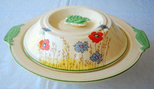 BURLEIGH-RARE PATTERN # 5462-RIMMED SERVING DISH/TUREEN-ZENITH SHAPE-VERY GOOD CONDITION