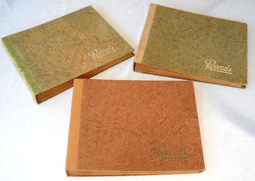 3 X 78 RPM RECORD STORAGE BINDERS-12 POCKETS EACH-27 CM TALL-VERY GOOD CONDITION