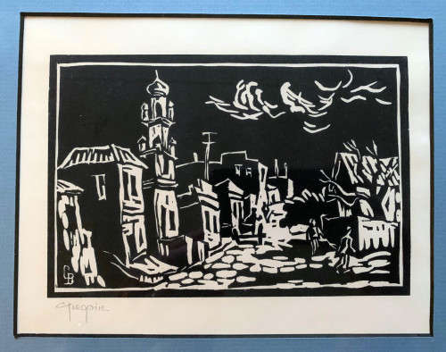 RARE - Gregoire Boonzaier - Bo-Kaap Linocut