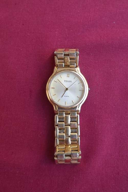 Tempo men's Quartz watch in working condition.NO 104353.Little knob at side missing