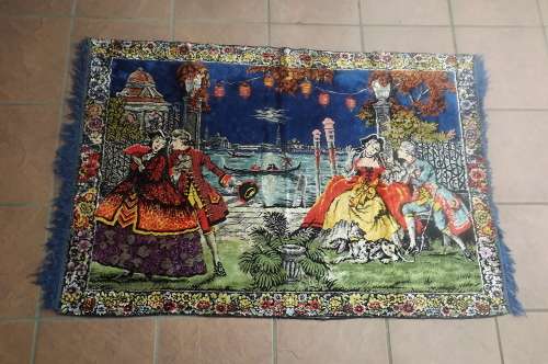 Wall carpet with Victorian design.Carpet in good condition.Size 96 x 142cm.