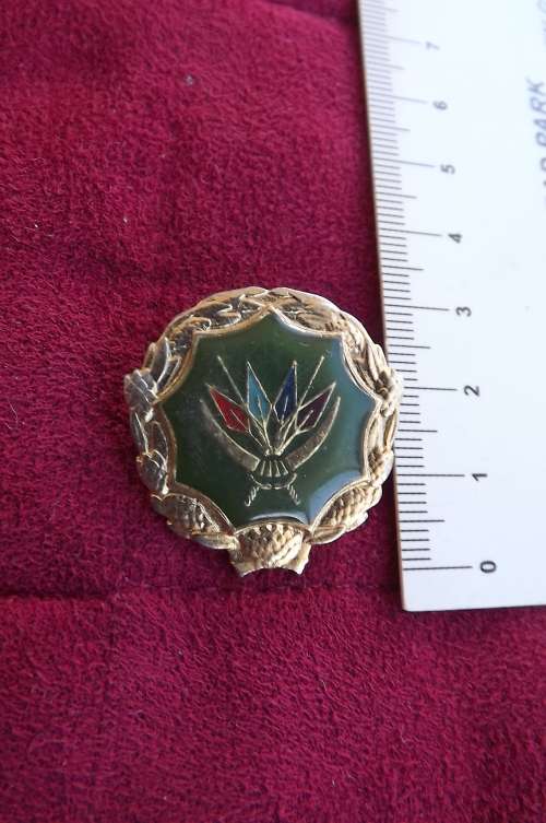 SADF 5 year service volunteer breast badge with both pins.