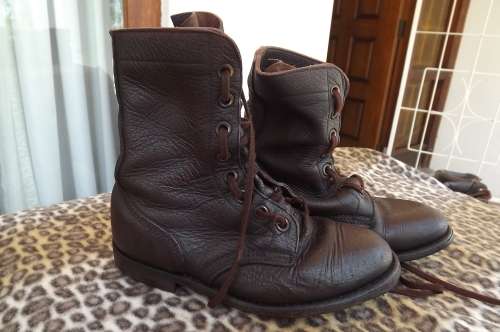Pair of brown genuine leather SADF boots in size 4.5 army size 232 .Made by D.W.S