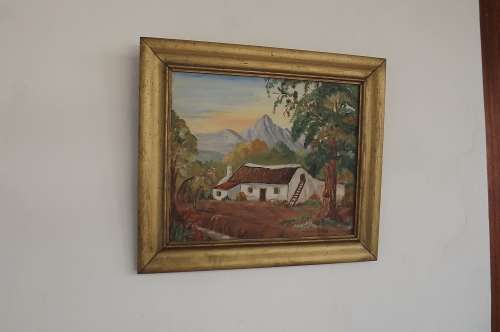 Original painting by Tille.Landscape.Look like acrylic paint was used.Good condition.