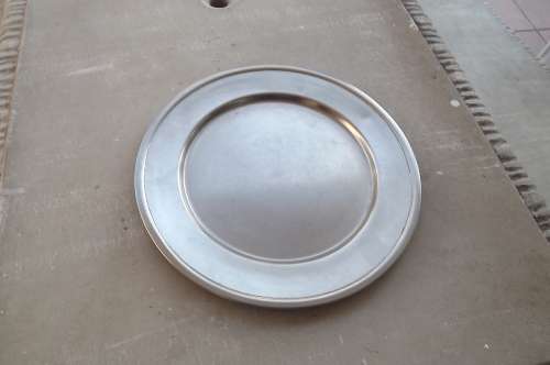 Stainless Steel Serving Tray - round - 31.5cm diameter. Good cond.