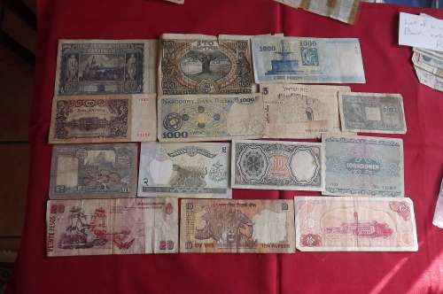 Lot of 13 old world banknotes.See scans for detail and condition.