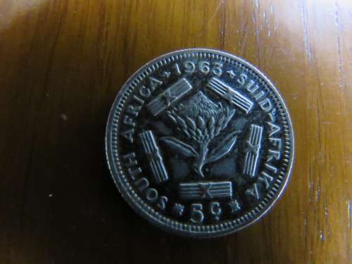 S.A silver 5 cent from 1963 in EF cond.
