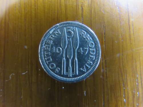 1947 Southern Rhodesian 3d coin.In nickel EF cond.