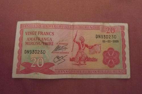 Banknote from the Republique du Burundi