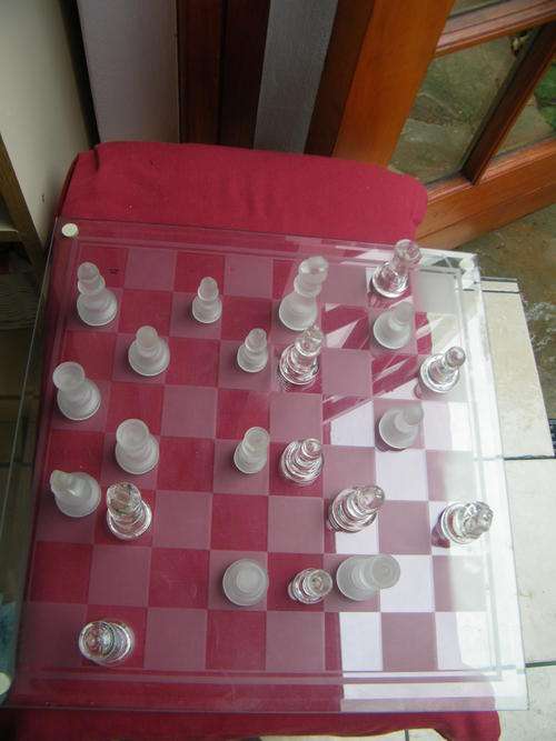 Glass Chess Game with 26 pawns