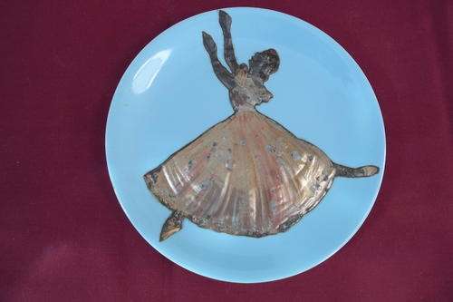 Alfred Maakin England Blue Plate with Copper Ballerina