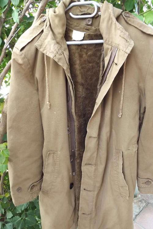 Old Hooded Army Jacket with loose warm inner - Size 97