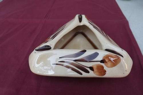 Triangular Porcelain Ashtray with Thin Crack - see scan