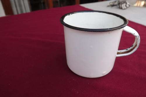 Vintage Enamel White Mug