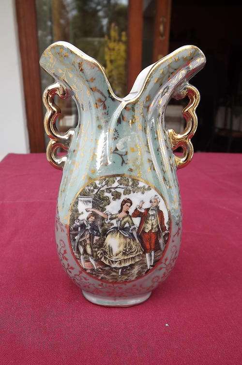 Lamode Fine China Hand Painted Vase - Unfortunately has breakage which was badly repaired -13cm high