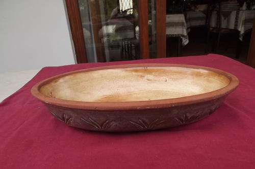 Oval Brick colour Dish with Unknown Marking - 18x33cm - oven proof - as new