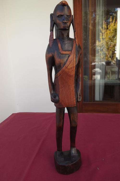 African Art - Wood Carving - Warrior - see scans for condition - height - 46cm
