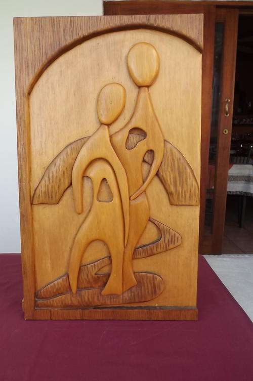 Vintage Wooden Carved Wall Hanging - very good condition - 30 years old - 34.5x58cm