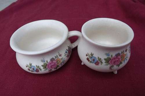 Set of 2 Small Porcelain Ornaments - flower pattern