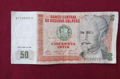 Peru Banknote 1986 - 50 Intes - very good condition