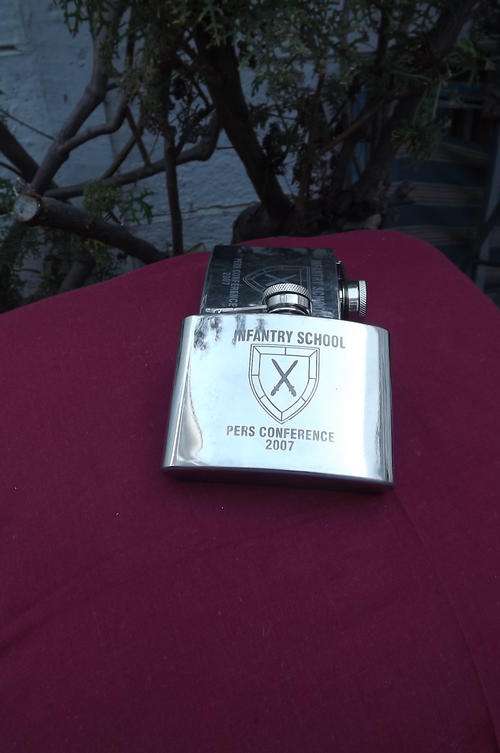Infantry School Pers Conference 2007 Stainless Steel Hip Flask - 4oz - in good condition