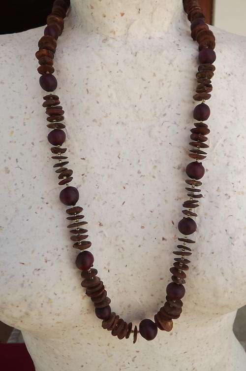 Pretty Ethnic String Necklace made from Red Pips and Seeds - as new