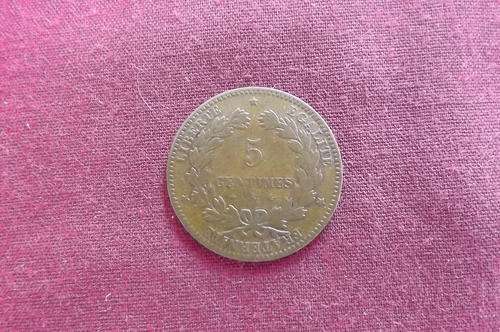 France 5 Centimes 1875 Coin - VF Condition