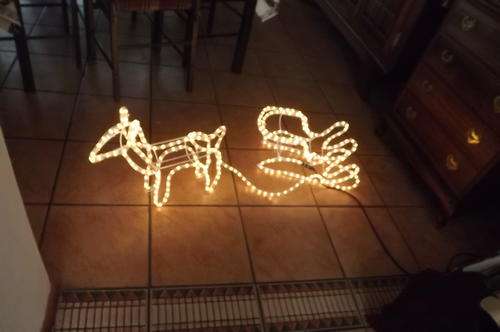 Large Lighted Chistmas Decoration-The Reindeer & Sleigh-very good cond-see descrip for measurements